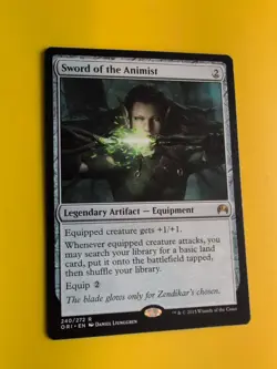 Sword of the animist. Origins artifact -wear to edge Magic the Gathering Card. - Image 4