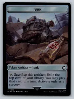 MTG Fallout Double Sided Foil Token 015/016 Junk / Robot - Image 1