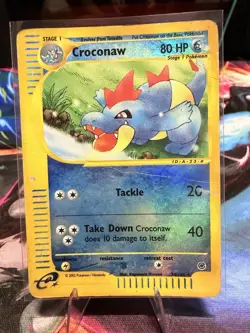 Pokemon Croconaw 80HP Expedition Base Set 074/165 Reverse Holo Card (DMG) - Image 1