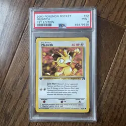 2000 Pokemon 1st Edition Team Rocket # 62 Meowth PSA 9 Card MINT Trusted Seller! - Image 1
