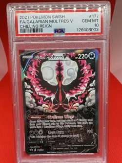 Galarian Moltres V #177 PSA 10 GEM MINT Chilling Reign Pokemon SWSH 2021 TCG - Image 1