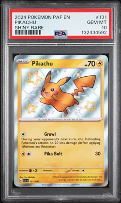 2024 POKEMON PAF EN-PALDEAN FATES SHINY RARE #131 PIKACHU PSA 10 - Image 1