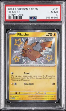 2024 POKEMON PAF EN-PALDEAN FATES SHINY RARE #131 PIKACHU PSA 10 - Image 1