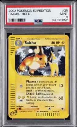 2002 POKEMON EXPEDITION #25 RAICHU-HOLO PSA 9 - Image 1