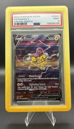 2023 POKEMON SWORD & SHIELD CROWN ZENITH #GG41 FULL ART/RAIKOU V PSA 9 - Image 1