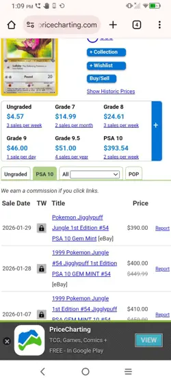 Jigglypuff 54/64 1st Edition GRADED 10 MINT PGC Pokemon specimen from 1999 - Image 5