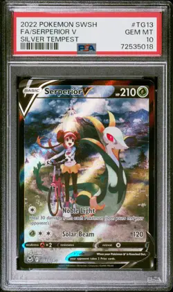 2022 Pokemon SWSH Silver Tempest #TG13 FA Serperior V PSA 10 Gem Mint With Rosa - Image 1