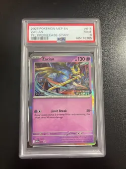 Pokemon Phantasmal Flames Zacian Prerelease Staff Black Star Promo 015 PSA 9 - Image 1