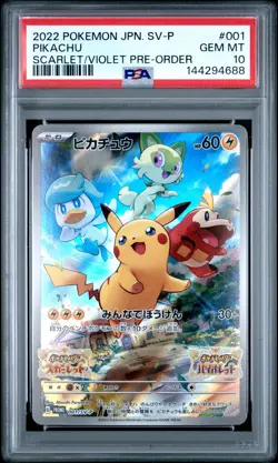 2022 POKEMON JPN SV PROMO SCARLET & VIOLET PRE-ORDER #001 PIKACHU PSA 10 - Image 1