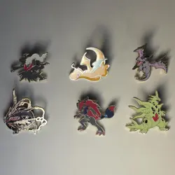 Pokemon TCG Official Enamel Pin Lot 6 Rayquaza Dragonite Darkrai Tyranitar Pins - Image 1