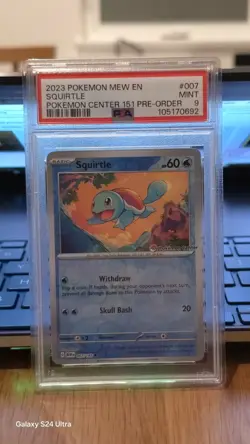 2023 POKEMON MEW EN, POKEMON CENTER 151 PRE-ORDER PROMO #007 SQUIRTLE PSA 9 - Image 1