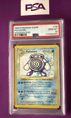 Pokemon Poliwhirl Base Set Shadowless #38 PSA 10 Gem Mint Recent Certification! - Image 1
