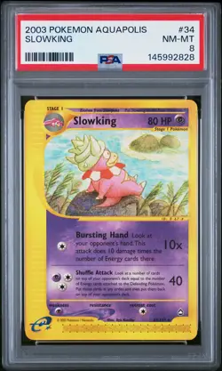 2003 POKEMON AQUAPOLIS #34 SLOWKING PSA 8 - Image 1