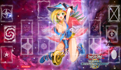 Yugioh Playmat Dark Magician Girl With Zones Rubber Stitched - Image 1