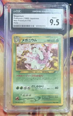 CGC 9.5 Meganium No. 154 Holo Neo Genesis Japanese Pokemon Card - Image 1
