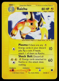 Pokemon Card - Raichu Expedition 25/165 Rare Reverse Holo - Image 1