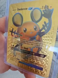 Dedenne GX Gold Foil Fan Art Vinyl Textured Collector Pokemon Card - Image 3