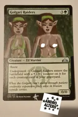 Golgari Raiders Elf Altered Art Hand Paint MTG Magic the Gathering Anime Girl - Image 1