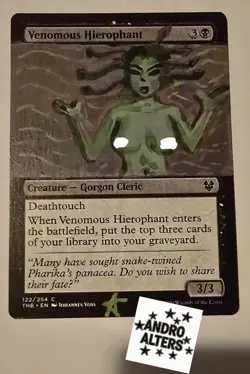 Venomous Hierophant Altered Art Hand Paint MTG Magic the Gathering Anime Girl - Image 1