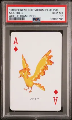 PSA 10 Moltres 1998 Pokemon Stadium Blue Playing Cards Ace of Diamonds - Image 1