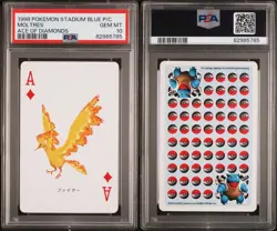 PSA 10 Moltres 1998 Pokemon Stadium Blue Playing Cards Ace of Diamonds - Image 3