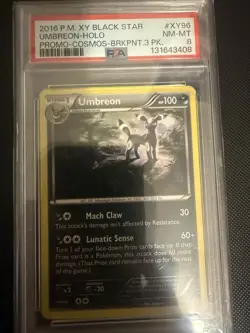 2016 POKEMON XY BLACK STAR PROMO COSMOS-BREAKPOINT 3 PACK UMBREON-HOLO PSA 8 - Image 1