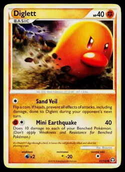 Diglett 61/102 Common HGSS Triumphant Pokemon Moderately Played - Image 1