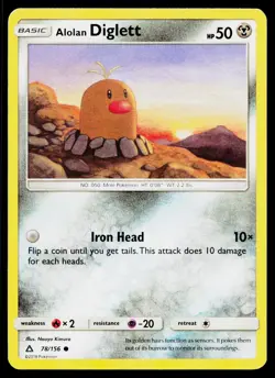 Alolan Diglett 78/156 Common Ultra Prism Pokemon Moderately Played - Image 1