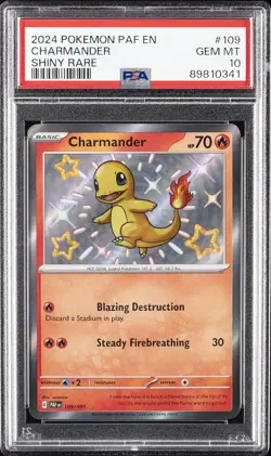 2024 POKEMON PAF EN-PALDEAN FATES SHINY RARE #109 CHARMANDER PSA 10 - Image 1