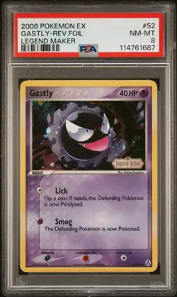 2006 POKEMON EX LEGEND MAKER GASTLY #52 REVERSE PSA 8 NM #114761687 - Image 1