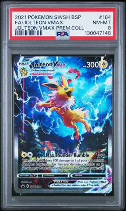 2021 POKEMON SWSH BLACK STAR PROMO #184 FULL ART/JOLTEON VMAX PSA 8 - Image 1