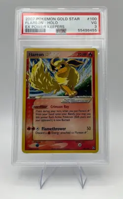 2007 Pokemon EX Power Keepers Flareon Gold Star #100 Holo PSA 3 - Image 1