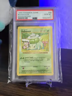 Pokemon Bulbasaur 44/102 Base Set Shadowless Regular 40 HP Common English PSA 10 - Image 1