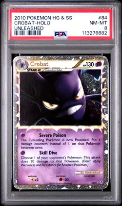 2010 POKEMON UNLEASHED CROBAT PRIME #84 ULTRA RARE HOLO PSA 8 NM #113276682 - Image 1