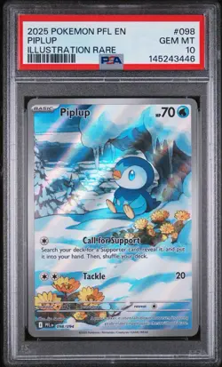 Pokemon - Piplup 098/094 - Phantasmal Flames Illustration Rare #098 - PSA 10 - Image 1