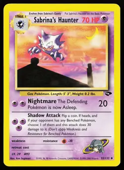 Sabrina's Haunter 55/132 Uncommon Gym Challenge Pokemon Card - Image 1