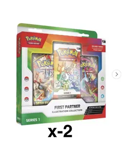 X2 Pokemon TCG First Partner Illustration Collection Series 1 Sealed Ships 3/26 - Image 1