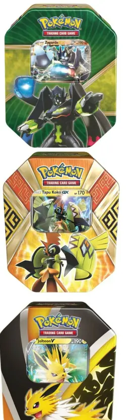NEW - 3 Tin Boxes - Pokemon TCG: Zygarde/Jolteon/Tapu Koko 820650807398 - Image 1