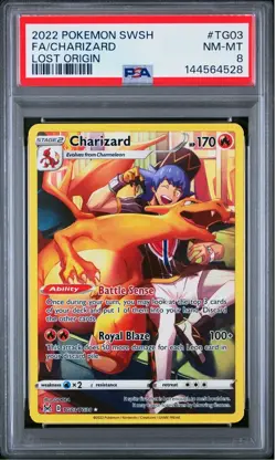 Pokemon - Charizard TG03/TG30 - Lost Origin Trainer Gallery NM - MT PSA 8 - Image 1