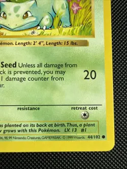 Shadowless Bulbasaur - Pokemon Base - 44/102 - MP - Image 3
