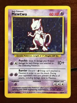 Pokemon Base Set Mewtwo 10/102 Holo Rare LP - Image 1