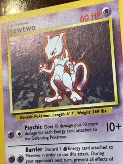 Pokemon Base Set Mewtwo 10/102 Holo Rare LP - Image 3