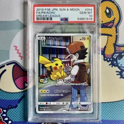 PSA 10 GEM MINT Pikachu 054/049 CHR SM11B Dream League Japanese 2019 Pokemon - Image 1
