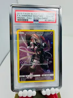 2019 Pokemon Black Star FA Armored Mewtwo #SM228 P. Fall '19 Chest PSA 10 QT - Image 2