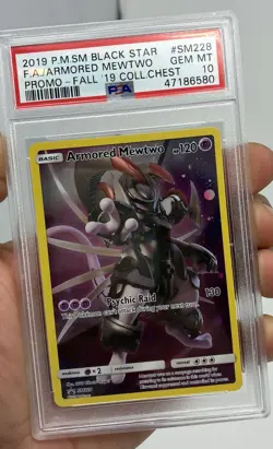 2019 Pokemon Black Star FA Armored Mewtwo #SM228 P. Fall '19 Chest PSA 10 QT - Image 4