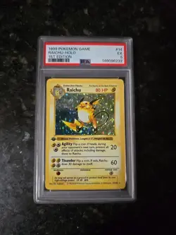 1999 Pokemon Base Set 1st Edition Shadowless Holo Raichu #14 EX PSA 5 - Image 1