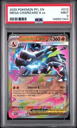 MEGA CHARIZARD #013 DOUBLE RARE 2025 POKEMON PFL EN PHANTASMAL FLAMES PSA 9 MINT - Image 1