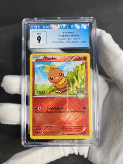 2014 Pokemon XY Furious Fists City Championships 12 Staff Torchic CGC 9 like PSA - Image 4