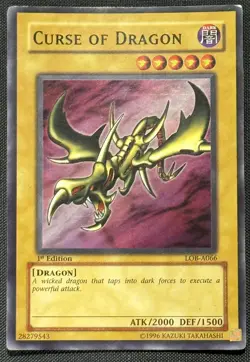 Yugioh Curse of Dragon 1st Edition Super Rare LOB-A066 LP - Image 1