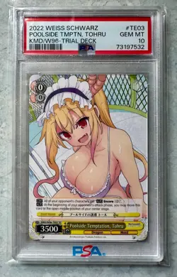 2022 WEISS SCHWARZ TRIAL DECK #TE03 POOLSIDE TEMPTATION, TOHRU, KMD/W96 - PSA 10 - Image 1